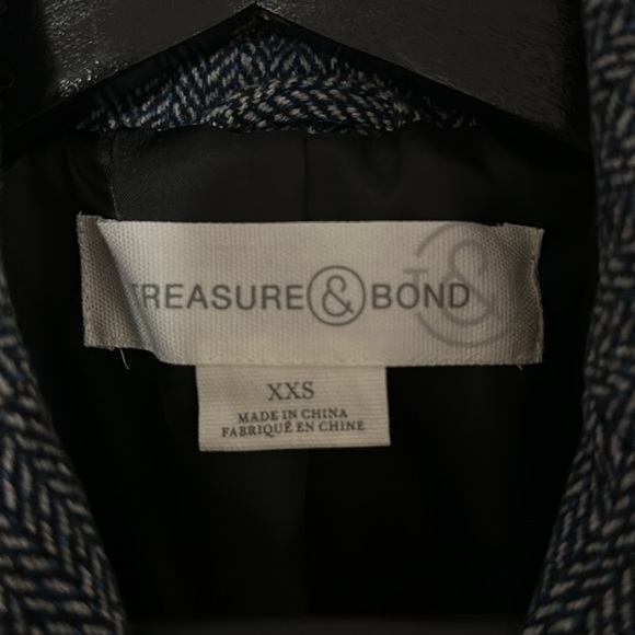 Treasure & Bond oversized blue double breasted tweed blazer - Picture 3 of 7